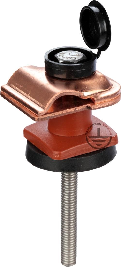 Clamp on the roof covered with metal profile/ corrugated deck for the down conductor (copper)